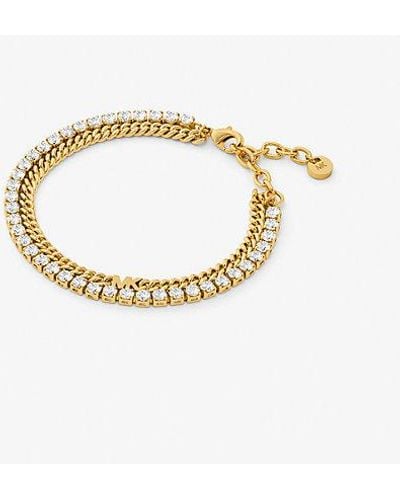 Michael Kors Mk Precious Metal-Plated Brass Double Chain Tennis Bracelet - Metallic