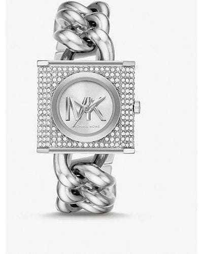 Michael Kors Mk Mini Lock Pavé-Tone Chain Watch - White