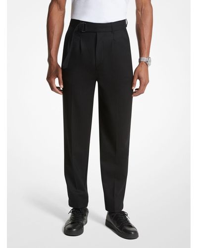 Michael Kors Pantalon à ceinture en flanelle de laine extensible - Noir