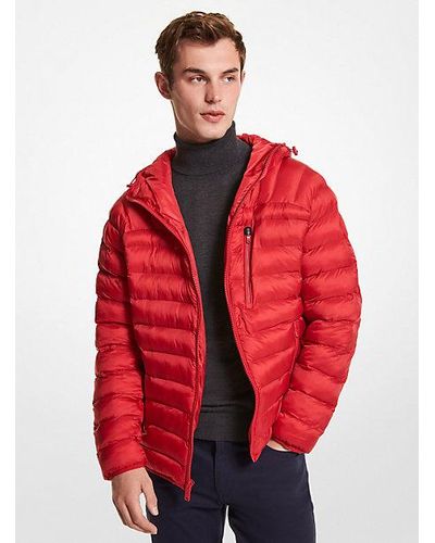 Michael Kors Rialto Quilted Nylon Puffer Jacket - Red