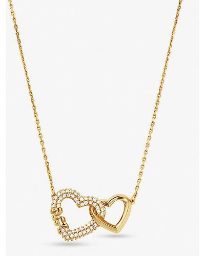 Michael Kors Precious Metal-plated Sterling Silver Interlocking Hearts Necklace - Metallic