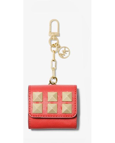 Michael Kors Studded Saffiano Leather Clip Case For Apple Airpods® - Red