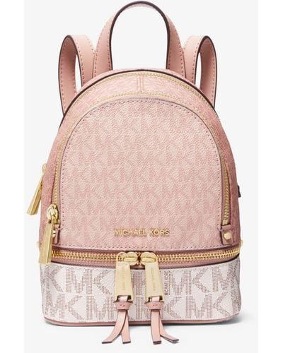 Michael Kors Rhea Medium Color-block Logo Backpack - Pink