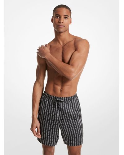 Michael Kors Pantalón corto tipo pijama de satén con estampado de logotipo imperio - Gris