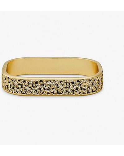 Michael Kors Plated Cheetah Print Bangle Bracelet - Metallic