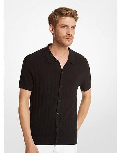 Michael Kors Mk Textured Cotton Blend Shirt - Black