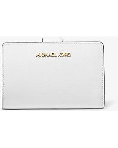 Michael Kors Medium Crossgrain Leather Wallet - White