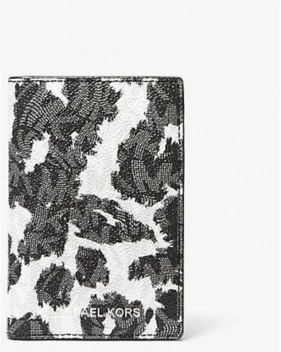 Michael Kors Hudson Leopard Logo Bi-fold Card Case - White