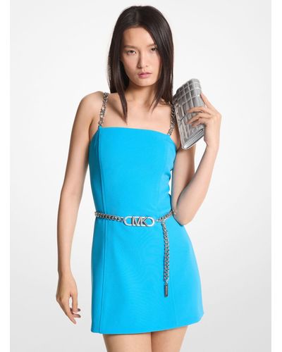 Michael Kors Mini-robe en crêpe extensible avec ceinture - Bleu