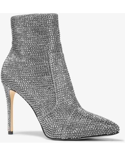 Michael Kors Rue Embellished Glitter Chain-mesh Boot - Gray