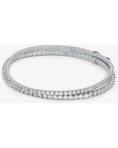 Michael Kors Bracelet tennis double en laiton plaqué en métal précieux - Blanc