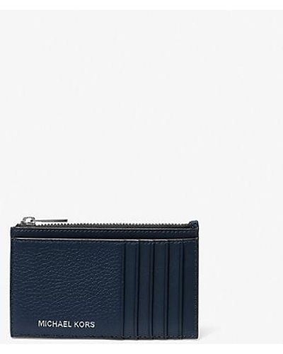 Michael Kors Cooper Slim Pebbled Leather Zip Wallet - Blue