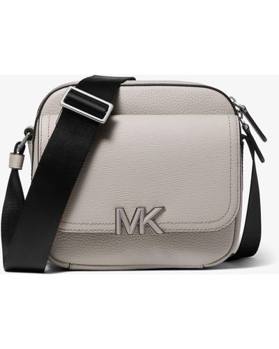 Michael Kors Hudson Textured Leather Messenger Bag - Gray