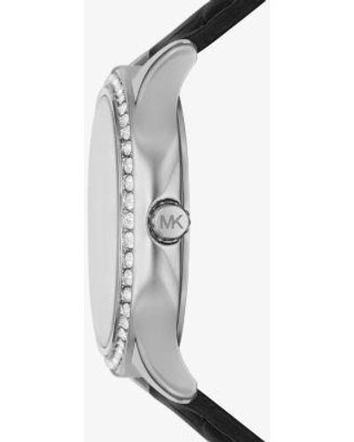 Michael Kors Mk Sage Pavé-Tone And Crocodile Embossed Leather  