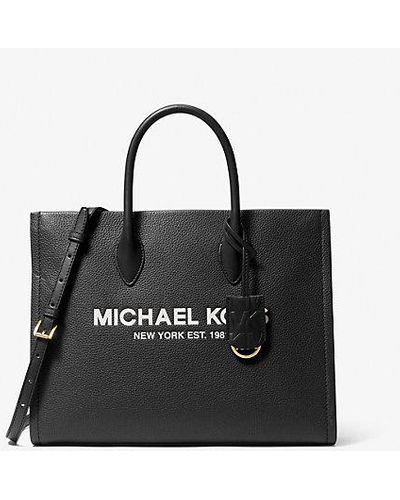 Michael Kors Mirella Medium Pebbled Leather Tote Bag - Black