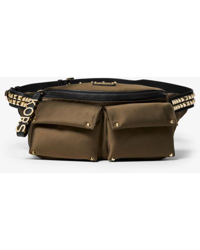 Michael Kors Olivia Large Studded Satin Belt Bag - Green