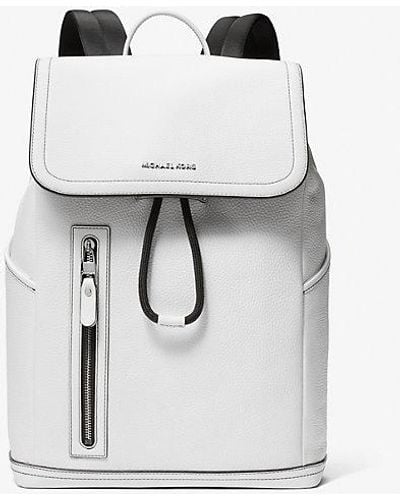 Michael Kors Hudson Pebbled Leather Utility Backpack - White
