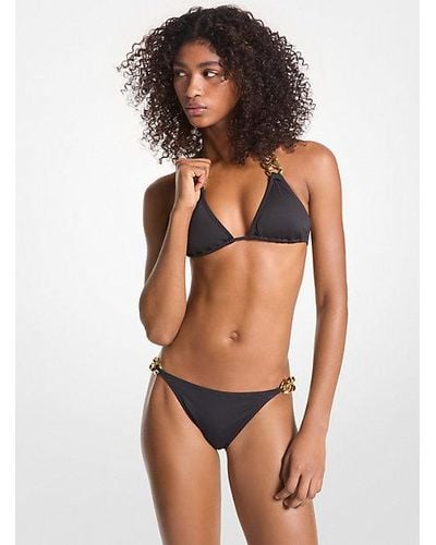 MICHAEL Michael Kors Curb-link Triangle Bikini Top - Black