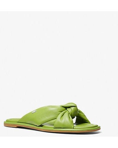Michael Kors Elena Leather Slide Sandal - Green