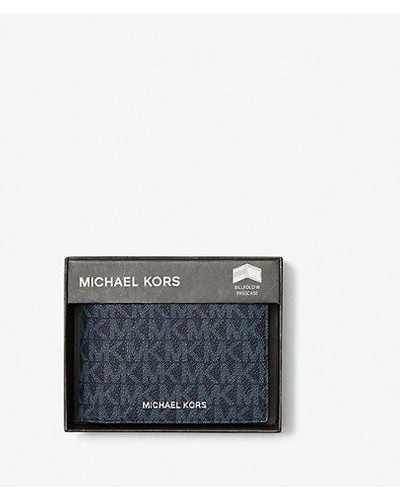 Michael Kors Harrison Logo Billfold Wallet With Passcase - Grey