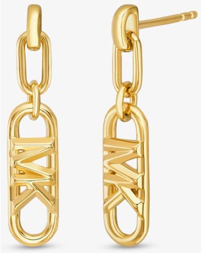 Michael Kors Precious Metal-plated Sterling Silver Empire Logo Earrings - White