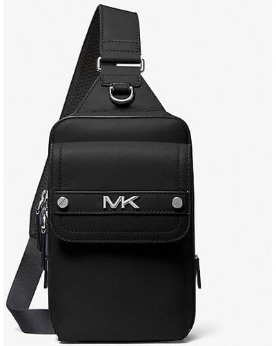 Michael Kors Varick Medium Leather Sling Pack - Black