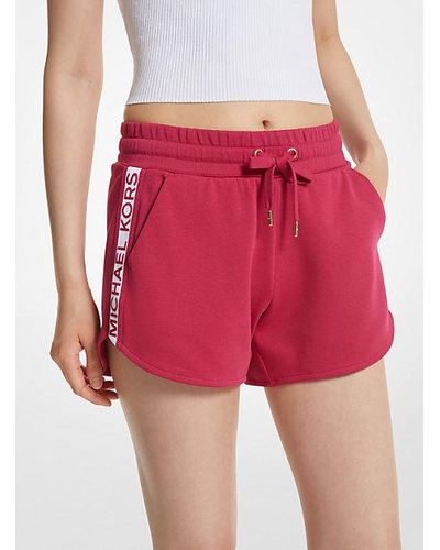Michael Kors Logo Tape Cotton Blend Track Shorts - Red
