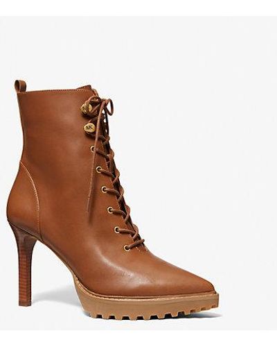 Michael Kors Kyle Leather Lace-up Boot - Brown