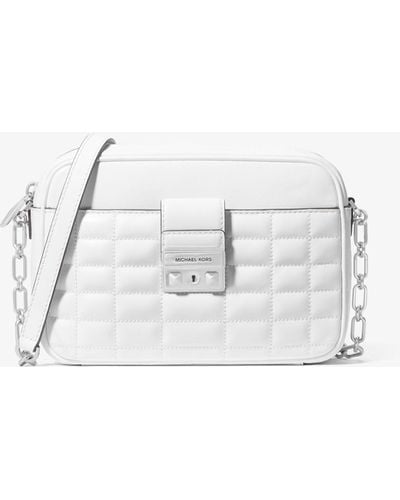 Michael Kors Tribeca Medium Quilted Leather Camera Bag - White
