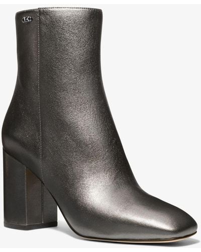 MICHAEL Michael Kors Perla Flex Metallic Leather Ankle Boot - Grey