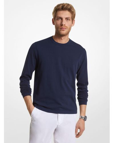 Michael Kors Cotton Jersey Crewneck Sweater - Blue