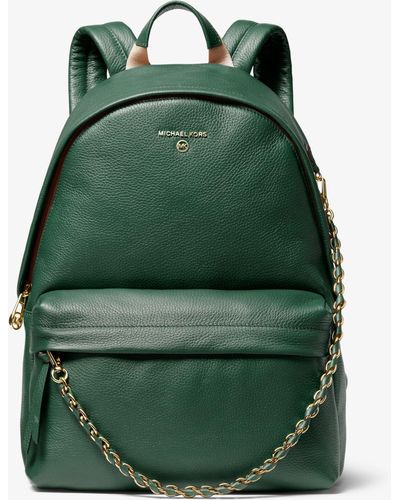 Michael Kors Slater Large Pebbled Leather Backpack - Green