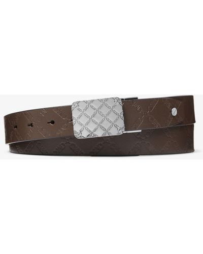 Michael Kors Reversible Empire Logo Embossed Leather Belt - White