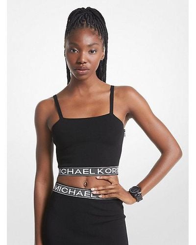 Michael Kors Logo Tape Stretch Knit Tank Top - Black