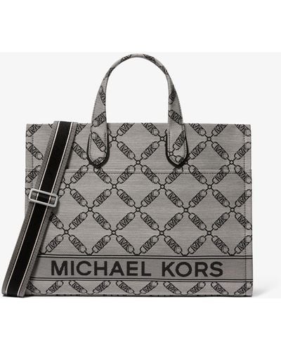 Michael Kors Borsa tote Gigi grande con logo jacquard Empire - Grigio