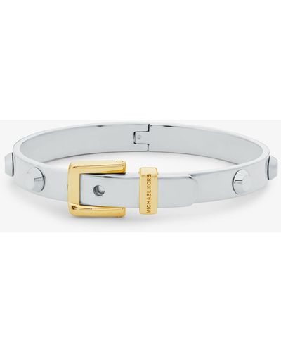 Michael Kors Petit bracelet rigide Colby en laiton plaqué en métal précieux - Blanc