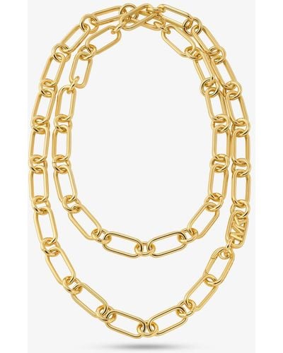 Michael Kors 14k Gold Plated Empire Chain Double Layer Necklace - Metallic