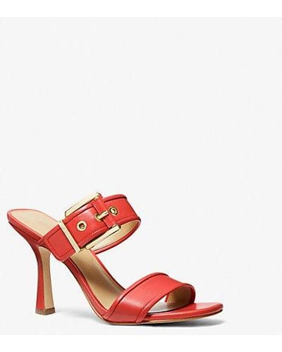 Michael Kors Mk Colby Leather Sandal - Red