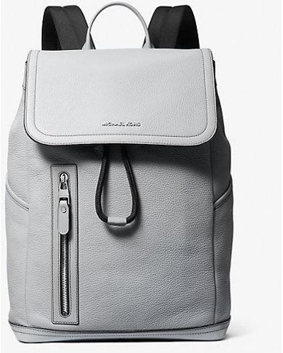 Michael Kors Mk Hudson Pebbled Leather Utility Backpack - Grey