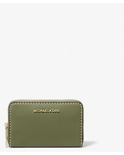 Michael Kors Jet Set Small Topstitched Leather Wallet - Green