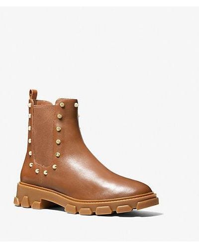 Michael Kors Ridley Astor Stud Leather Boot - Brown