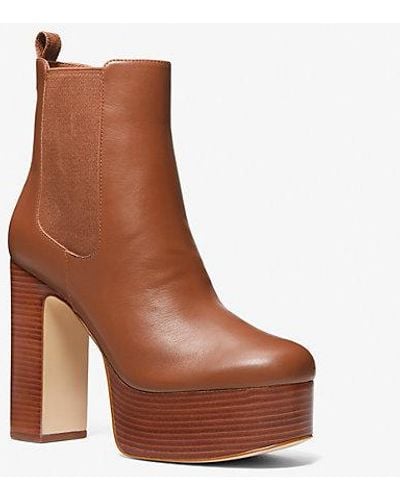 Michael Kors Natasha Leather Platform Boot - Brown