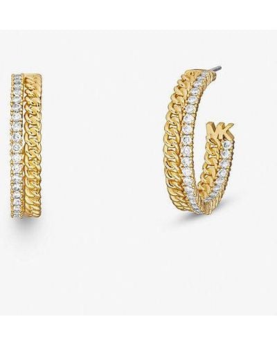 Michael Kors 14k Gold Plated Chain Hoop Earrings - Metallic