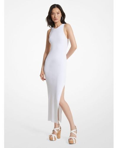 Michael Kors Ribbed Stretch Knit Tank Dress - White