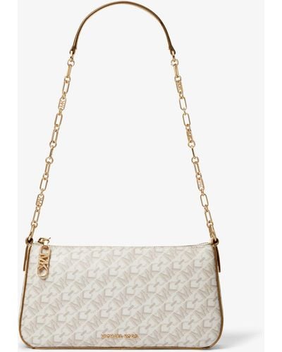 Michael Kors Pochette mediano con cadena de eslabones y logotipo imperio - Blanco