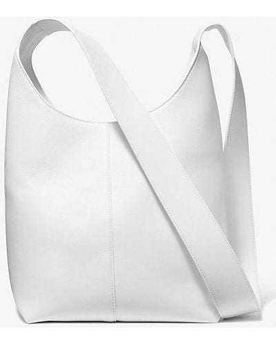 Michael Kors Dede Medium Leather Hobo Bag - White