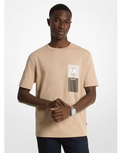 Michael Kors Grafik-T-Shirt Aus Baumwolle Mit Logo - Natur