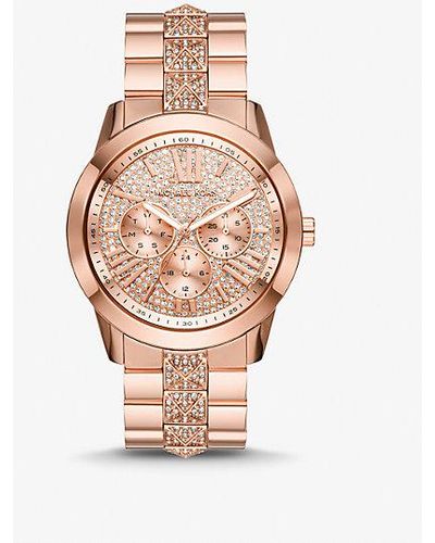 Michael Kors Oversized Bryn Pavé Rose Gold-tone Watch - Pink
