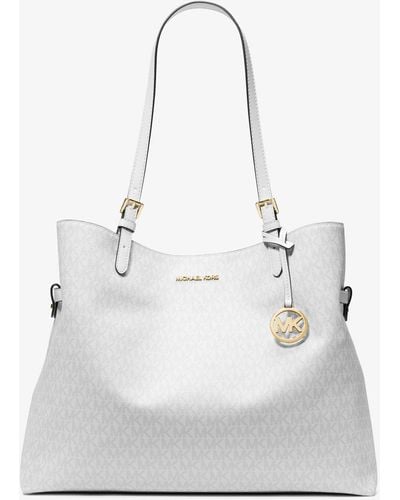 Michael Kors Lenox Large Signature Logo Tote Bag - White