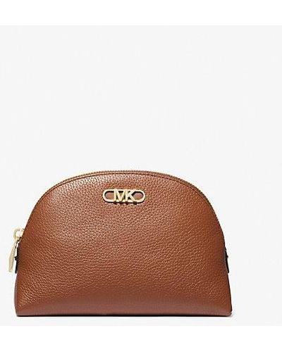 Michael Kors Empire Large Pebbled Leather Travel Pouch - Brown